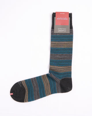 Marcoliani Charcoal Mix Lana Extrafine Merino Scala Stripe Socks Charcoal Mix 1 4370