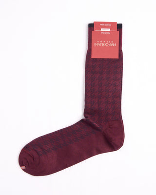 Marcoliani Bordeaux Mousse Of Modal Houndstooth Socks Bordeaux 2 4412