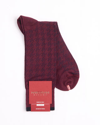 Marcoliani Bordeaux Mousse Of Modal Houndstooth Socks Bordeaux 3 4413