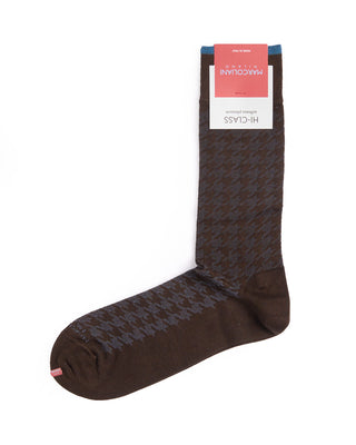 Marcoliani Dark Brown Mousse Of Modal Houndstooth Socks Dark Brown 2 4328