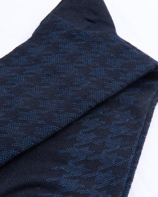 Marcoliani Navy Mousse Of Modal Houndstooth Socks Navy 2 4300