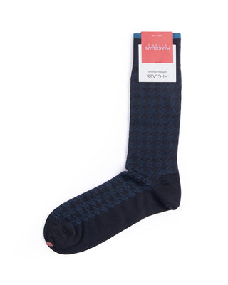 Marcoliani Navy Mousse Of Modal Houndstooth Socks Navy 4298