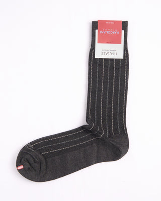 Marcoliani Charcoal Mousse Of Modal Pique Pinstripe Socks Charcoal 1 4355