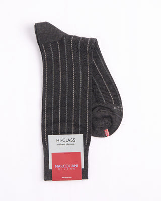Marcoliani Charcoal Mousse Of Modal Pique Pinstripe Socks Charcoal 2 4356