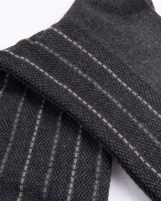 Marcoliani Charcoal Mousse Of Modal Pique Pinstripe Socks Charcoal 4354
