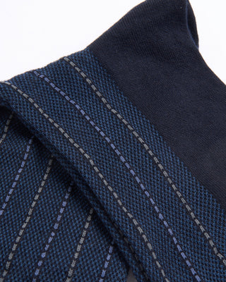 Marcoliani Navy Mousse Of Modal Pique Pinstripe Socks Navy 4330