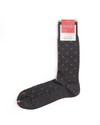 Marcoliani Charcoal Mousse Of Modal Tiny Paisley Socks Charcoal 1 4308