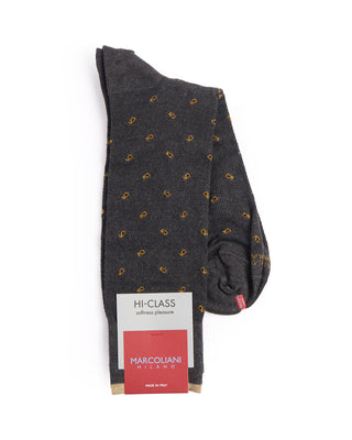 Marcoliani Charcoal Mousse Of Modal Tiny Paisley Socks Charcoal 4307