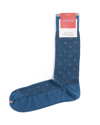 Marcoliani Denim Blue Mousse Of Modal Tiny Paisley Socks Denim Blue 2 4376