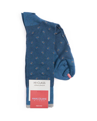 Marcoliani Denim Blue Mousse Of Modal Tiny Paisley Socks Denim Blue 4375