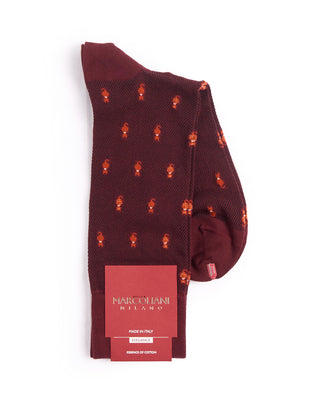 Marcoliani Barolo Red Pima Cotton Tiny Cat Socks Barolo Red 3 4419