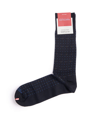 Marcoliani Navy Mousse Of Modal Micro Dots Socks Navy 1 4325