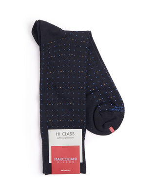 Marcoliani Navy Mousse Of Modal Micro Dots Socks Navy 2 4326