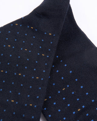 Marcoliani Navy Mousse Of Modal Micro Dots Socks Navy 4324