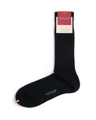 Marcoliani Black Extrafine Merino Ribbed Dress Socks Black 2 4560