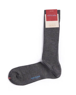 Marcoliani Flannel Grey Extrafine Merino Ribbed Dress Socks Flannel Grey 2 4557