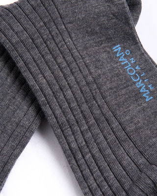 Marcoliani Flannel Grey Extrafine Merino Ribbed Dress Socks Flannel Grey 4555