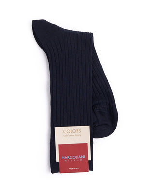 Marcoliani Navy Extrafine Merino Ribbed Dress Socks Navy 1 4553