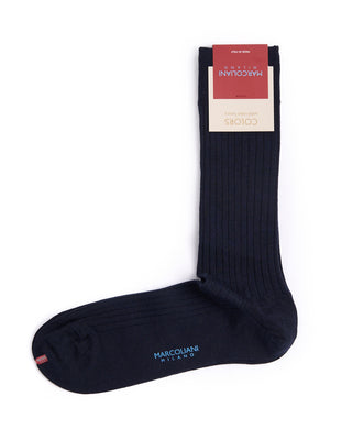 Marcoliani Navy Extrafine Merino Ribbed Dress Socks Navy 7 4567
