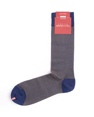 Marcoliani Blue   Beige Pima Cotton Birdseye Socks Blue   Beige 1 4421