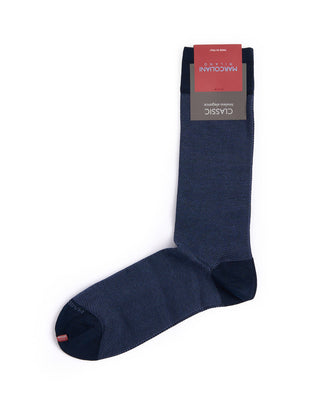 Marcoliani Navy Pima Cotton Birdseye Socks Navy 4521