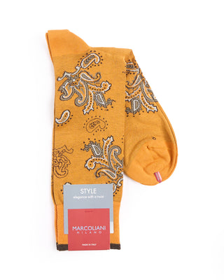 Marcoliani Curry Pima Cotton Jali Paisley Socks Curry 4357