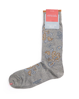 Marcoliani Flannel Grey Pima Cotton Jali Paisley Socks Flannel Grey 1 4352