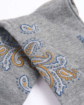 Marcoliani Flannel Grey Pima Cotton Jali Paisley Socks Flannel Grey 2 4353