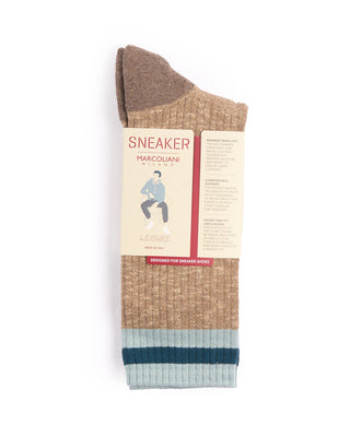 Marcoliani Khaki Pima Cotton Preppy Stripe Socks Khaki 1 4434
