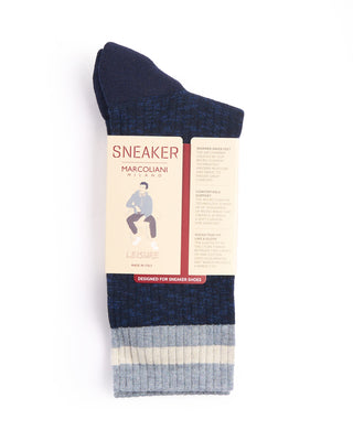 Marcoliani Navy Pima Cotton Preppy Stripe Socks Navy 1 4438