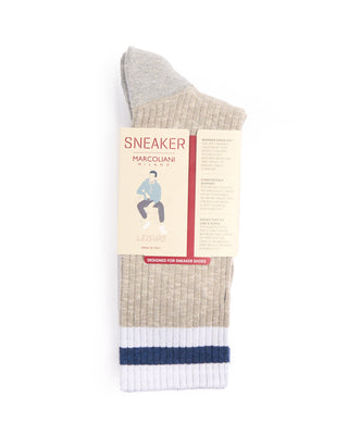 Marcoliani Silver Grey Pima Cotton Preppy Stripe Socks Silver Grey 4440