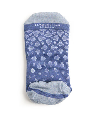 Marcoliani Denim Blue Pima Cotton Graphic Sneaker Socks Denim Blue 4 4706