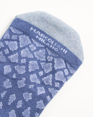 Marcoliani Denim Blue Pima Cotton Graphic Sneaker Socks Denim Blue 5 4707