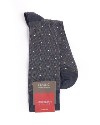 Marcoliani Indigo Blue Pima Cotton Contemporary Dots Socks Indigo Blue 4396