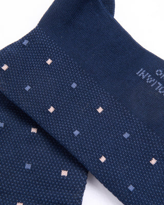Marcoliani Navy Pima Cotton Contemporary Dots Socks Navy 4399
