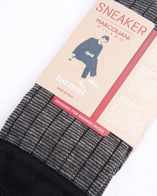 Marcoliani Black Pima Cotton Microstripes Socks Black 4429