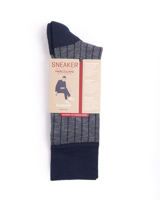 Marcoliani Navy Pima Cotton Microstripes Socks Navy 4431
