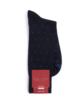 Marcoliani Navy Mousse Of Modal Micro Polka Socks Navy 1 4544