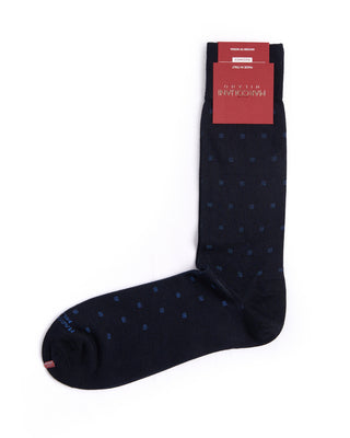 Marcoliani Navy Mousse Of Modal Micro Polka Socks Navy 3 4545