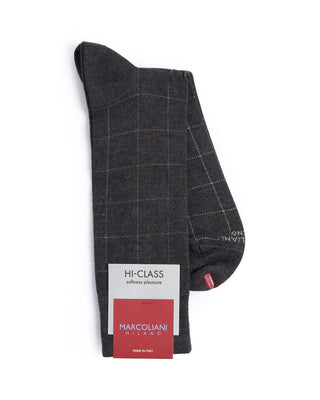 Marcoliani Asphalt Mousse Of Modal Windowpane Socks Asphalt 1 4532
