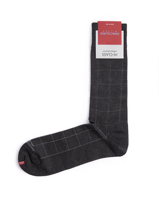 Marcoliani Asphalt Mousse Of Modal Windowpane Socks Asphalt 2 4533