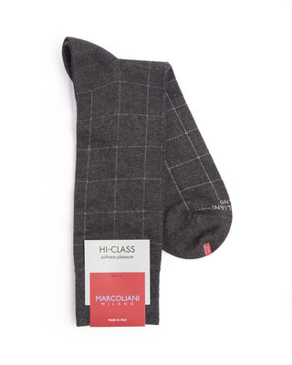 Marcoliani Asphalt Mousse Of Modal Windowpane Socks Asphalt 3 4407