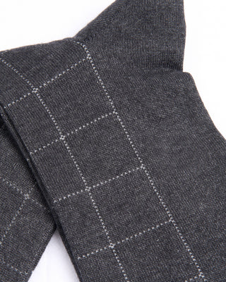 Marcoliani Asphalt Mousse Of Modal Windowpane Socks Asphalt 4405