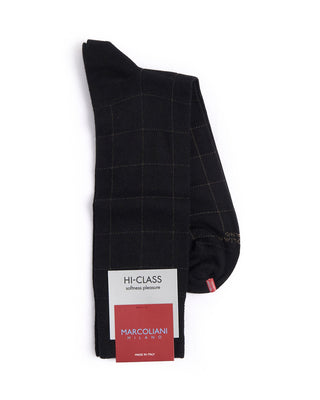 Marcoliani Black Mousse Of Modal Windowpane Socks Black 1 4528