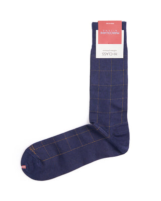 Marcoliani Lapis Blue Mousse Of Modal Windowpane Socks Lapis Blue 4390