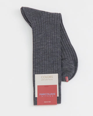 Marcoliani Solid Ribbed Dress Sosks Grey 1 2