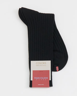 Marcoliani Solid Ribbed Dress Sosks Black 1