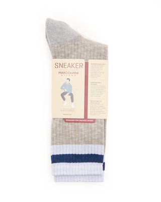 Marcoliani Silver Grey Pima Cotton Preppy Stripe Socks Silver Grey 7445