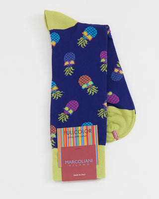 Marcoliani Pineapple Print Socks Blue 1
