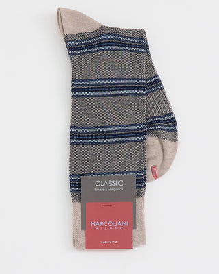 Marcoliani Stripe Socks Khaki 1
